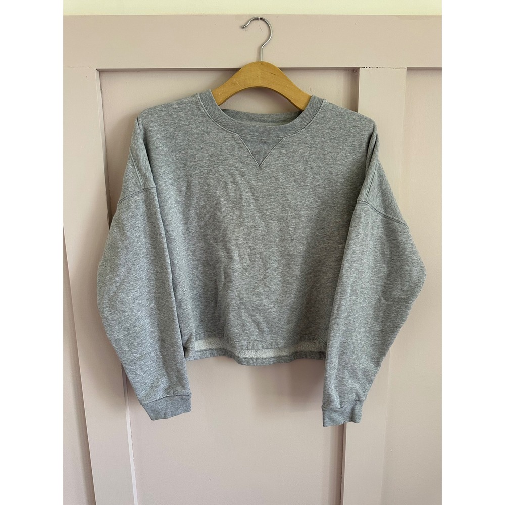 Banana Republic Womens Gray Cropped Crewneck Sweatshirt Pullover Size S